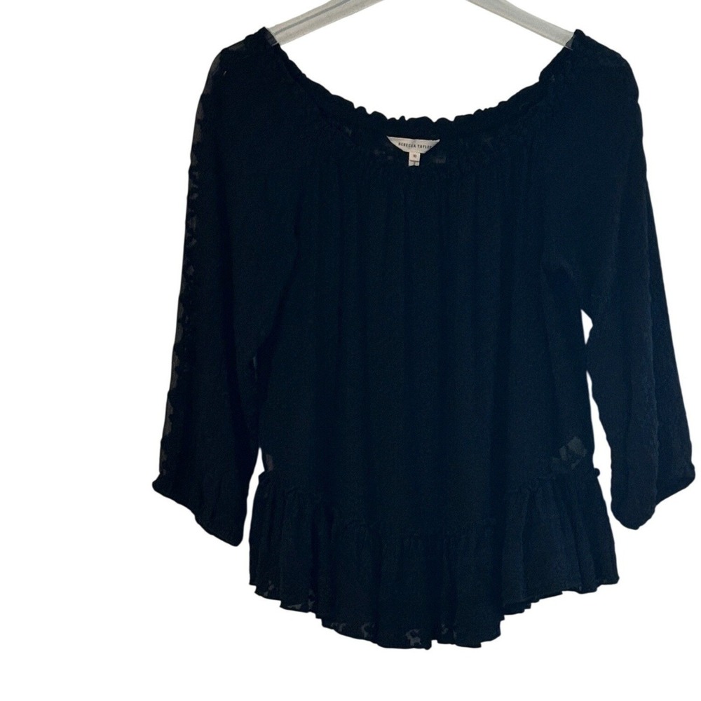 Rebecca Taylor‎ - Size 10 - Black Silk Peplum Blouse Top